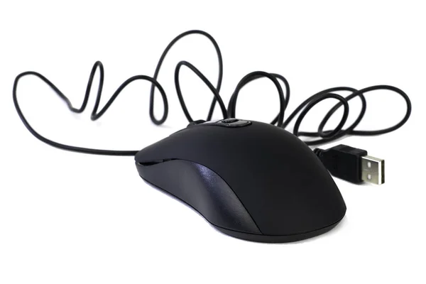 Computer mouse with wire isolated on a white background — Stock Photo, Image