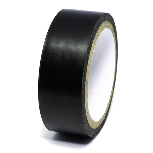 Roll of black plastic duct tape isolated on white — Stock Photo, Image