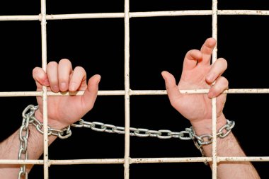 Karantina Salgını Zincirli Eller Demir Parmaklıklar Arkasında
