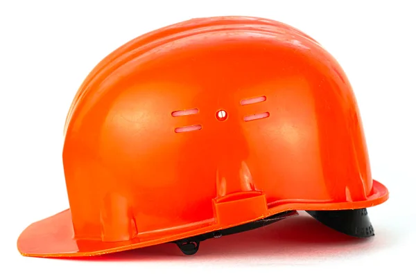 Casque Construction Jaune Sur Fond Blanc Vue Latérale — Photo