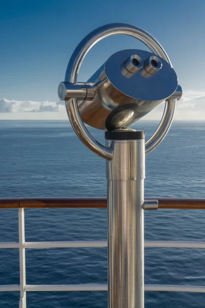 Binoculars Cruise Ship Overlooking Sea Stock Photo