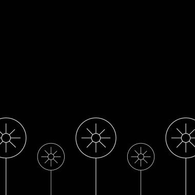 white outline dandelion. Medicinal plant. Wildflowers Taraxacum. dandelion border