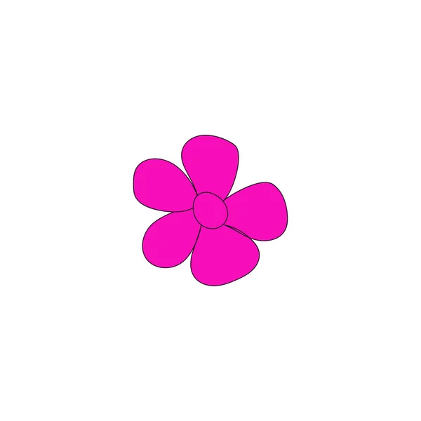 Garabato flor plana simple icono clip arte rosa sobre blanco — Vector de stock