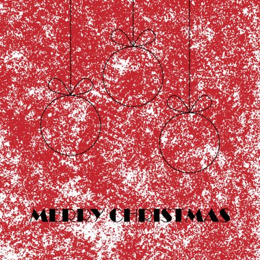 Mutlu Noel tebrik kartı, Noel topları anahat, vektör illüstrasyon