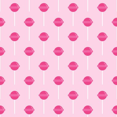 Pembe arka planda chupa chupa ile şirin, pürüzsüz desen
