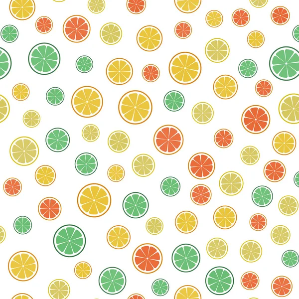 Fond vectoriel sans couture avec agrumes. Chaux, citron, mandarine, orange, pamplemousse — Image vectorielle