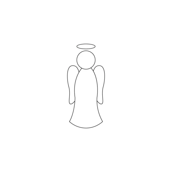Angel cupid minimalistic xmas christmas valentine days symbol line icon black on white background — Stock Vector