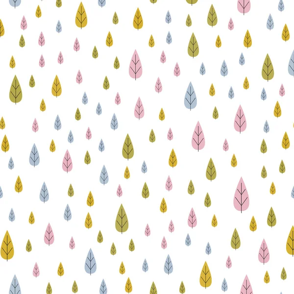 Un motif sans couture avec des feuilles ou des arbres d'hiver et d'automne pastel — Image vectorielle