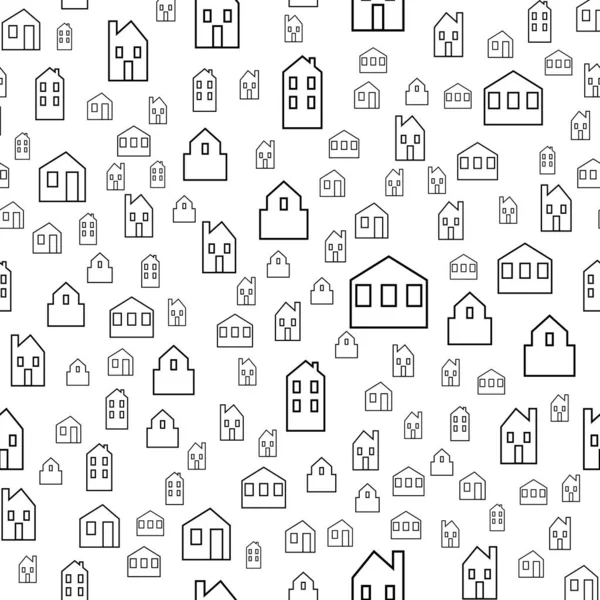 Çeşitli satır basit evleri olan kusursuz vektör deseni.