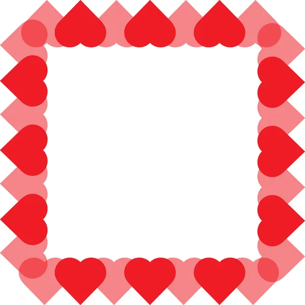 Valentijnsdag, rood en roze schattige harten rechthoekig frame. Vectorillustratie — Stockvector
