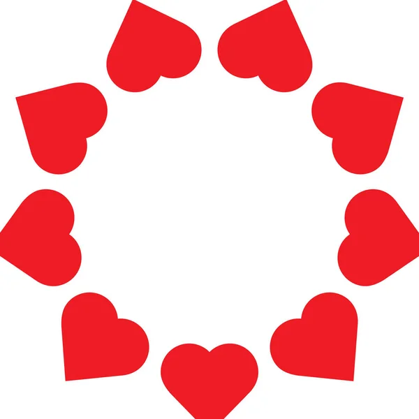 Ημέρα του Αγίου Βαλεντίνου, κόκκινο και ροζ καρδιά στρογγυλό τούβλο πλαίσιο. Εικονογράφηση διανύσματος — Διανυσματικό Αρχείο
