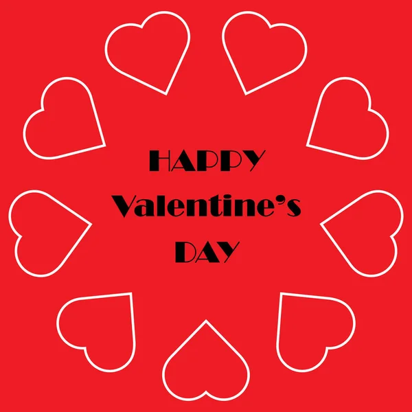 San Valentino scheda di sfondo astratta con testo e cerchio rotondo cornice cuore silhouette. Illustrazione vettoriale — Vettoriale Stock