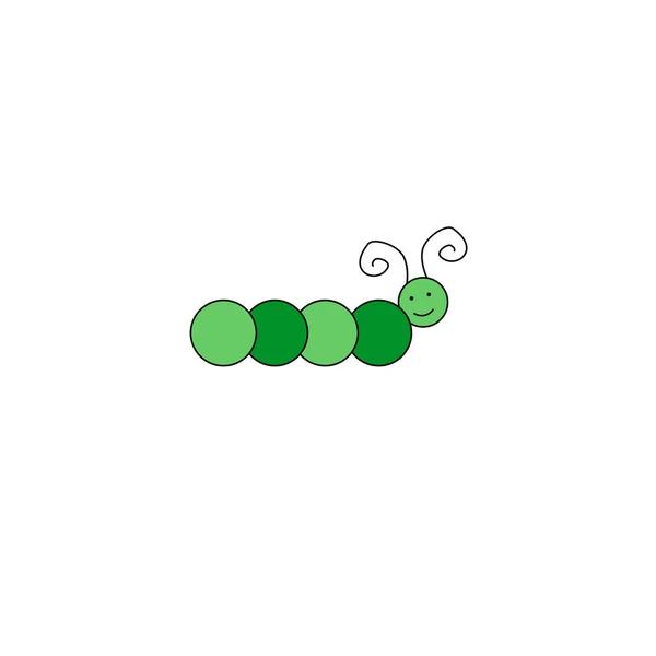Caterpillar doodle com ilustração de vetor de rosto feliz —  Vetores de Stock