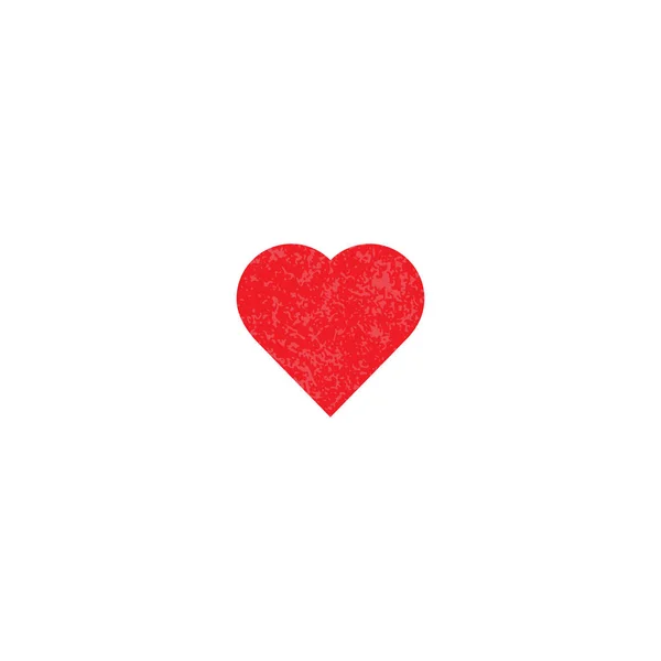 Testurizzato icona simbolo cuore rosso isilato su sfondo bianco — Vettoriale Stock