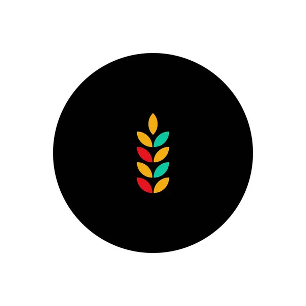 Wheat ears icon. Flat design, trendy modern color style. Spikes of rye, wheat. Barley isolated vector illustration. Sign, symbol, emblem on black background — Stock Vector