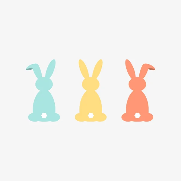 Silhouette lapin collection vectoriellecouleurs pastel sur blanc — Image vectorielle