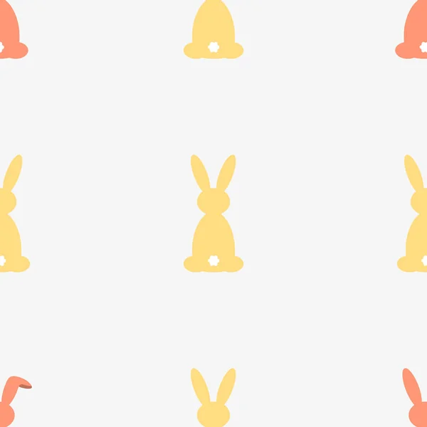Modèle sans couture coloré avec lapin de Pâques. Illustration vectorielle pour un design de vacances amusant. Contexte pour la poste ou la carte de voeux. Papier peint mignon avec des lapins. jaune, couleur bleue — Image vectorielle