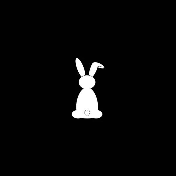 Силуэт милого кролика. Пасхальный праздник. Кролик сзади. Изолированная векторная иллюстрация. Рождество. Крупный план. Изолированное прошлое. Черно-белый цвет . — стоковый вектор