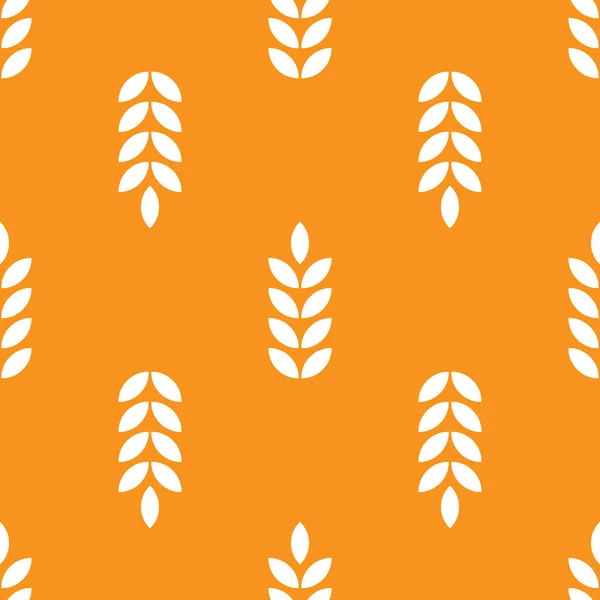 Seamless pattern with ears of wheat. White silhouette in yellow — 스톡 벡터