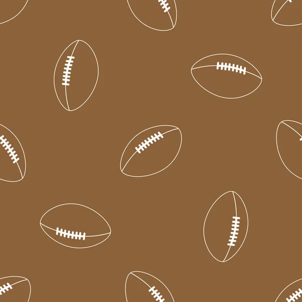 Vector American Football Pattern White Silhouette Brown Background — Stock Vector