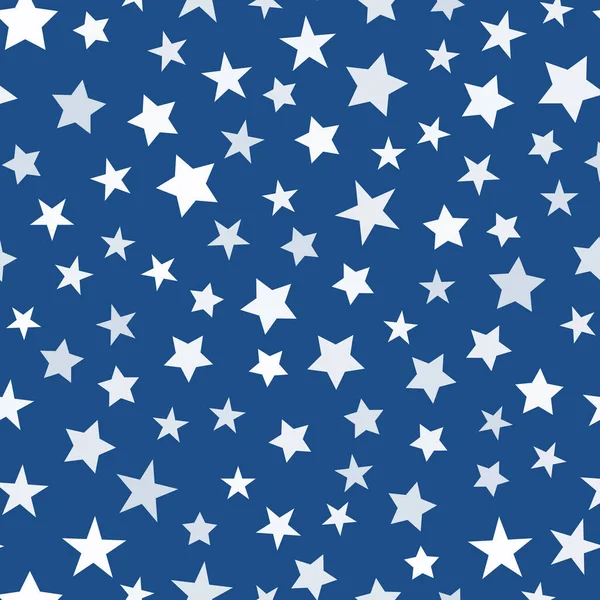 Seamless stars pattern on trendy blue color background — ストックベクタ