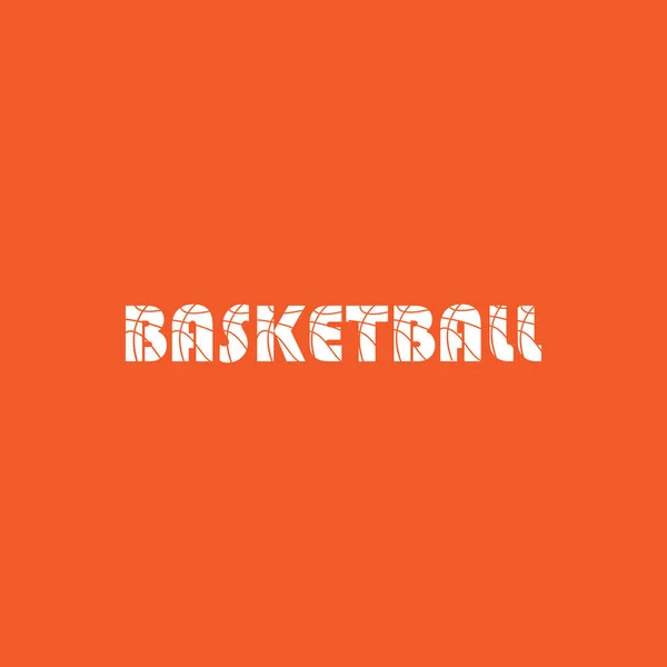 Basquete esporte tipografia lettering BRANCO no fundo laranja. tee Shirt gráficos. Cartaz motivacional inspirador. Ilustração vetorial. Esporte basquete texturizado por bolas letras palavra —  Vetores de Stock