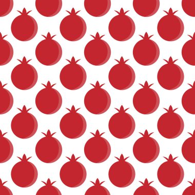 Cute pomegranate design on white background pattern seamless wallpaper. Vector image