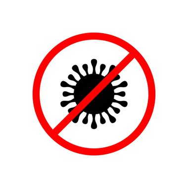 Sign caution Stop outbreak coronavirus. Coronavirus danger and public health risk disease and flu outbreak. Pandemic medical concept with dangerous cells. Vector illustration isolated on white
