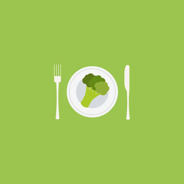 Tanda Promosi Makanan Vegan Segar Dengan Brokoli Pada Lempeng Untuk - Stok Vektor