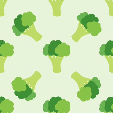 Renksiz çizgi film brokoli deseni. Vektör illüstrasyonu