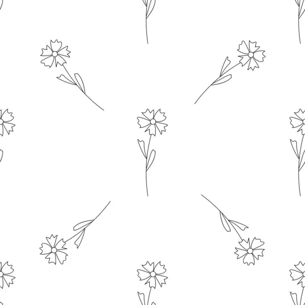 Motif Vectoriel Sans Couture Avec Dessin Bleuets Composition Florale Illustration — Image vectorielle