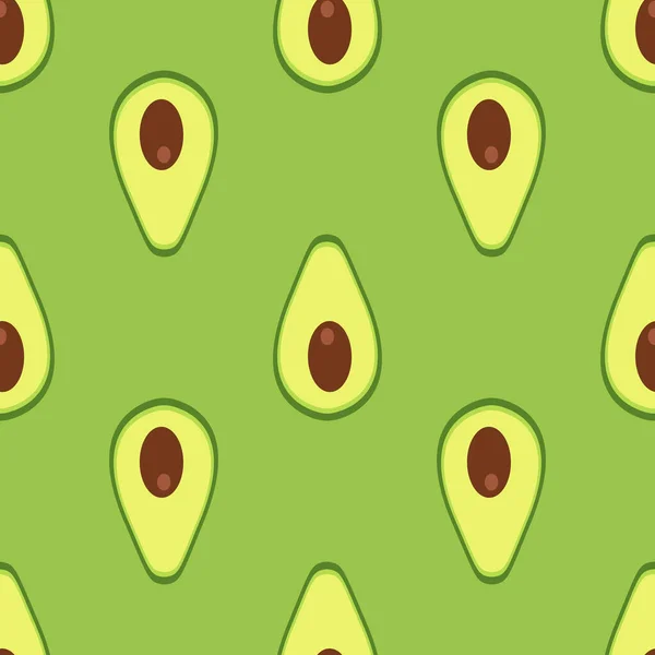 Διάνυσμα Αδιάλειπτη Φόντο Μισή Φέτες Αβοκάντο Φρούτα Ένα Πράσινο Φόντο — Διανυσματικό Αρχείο