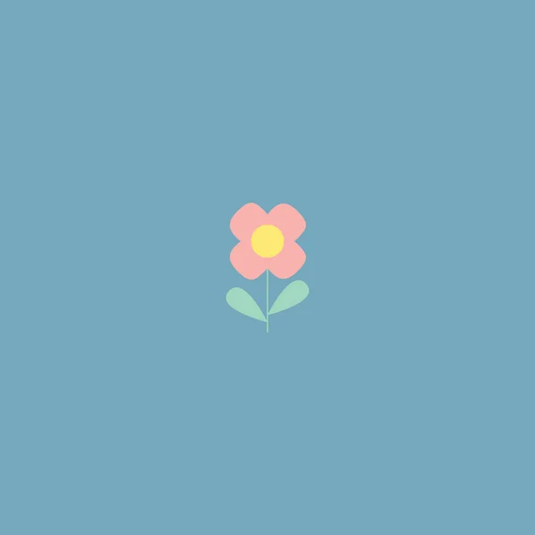 Плоский Весняний Квітковий Значок Силуеті Ізольований Синьому Милі Ретро Ілюстрації — стоковий вектор
