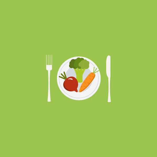 Ikon Vektor Warna Sayuran Tanda Makanan Ilustrasi Gaya Hidup Sehat - Stok Vektor