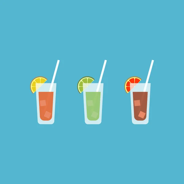 Cocktail Icon Set Design Plat Illustration Vectorielle — Image vectorielle