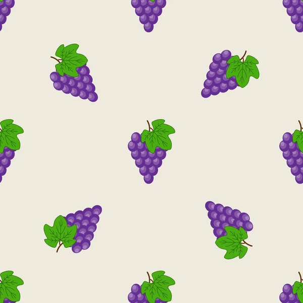 Seamless Pattern Bunches Ripe Grapes Flat Vector Illustration — Stock Vector