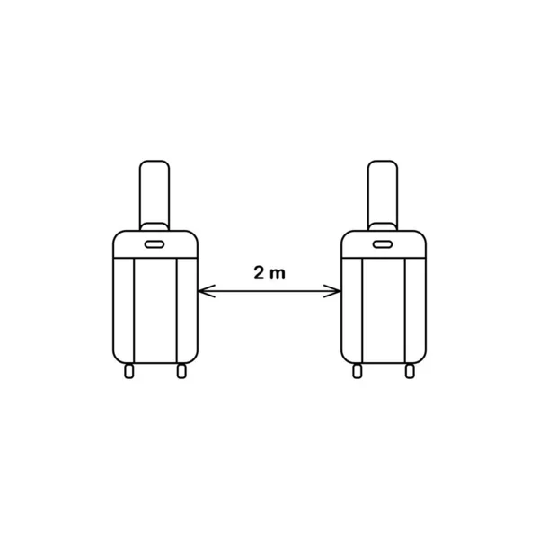 Distanza Sicurezza Metri Distanze Sociali Durante Viaggio Aeroporti Con Casi — Vettoriale Stock