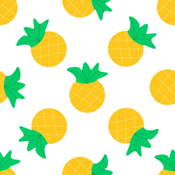 Vector Illustratie Naadloos Patroon Met Rijpe Hele Ananas — Stockvector