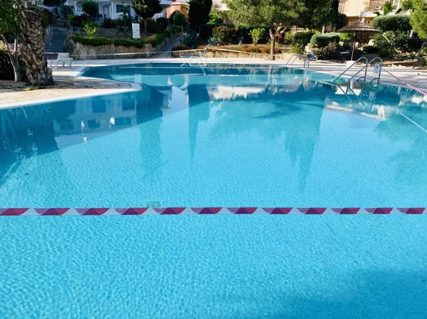 20202 Cyprus Paphos Swimming Pool Closed Quarantine Period Virus Protection — Stock Photo, Image