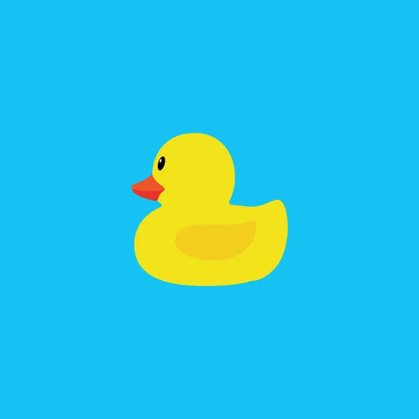 Pato Amarillo Sobre Fondo Azul Claro Icono Plano Infantil Ilustración — Vector de stock