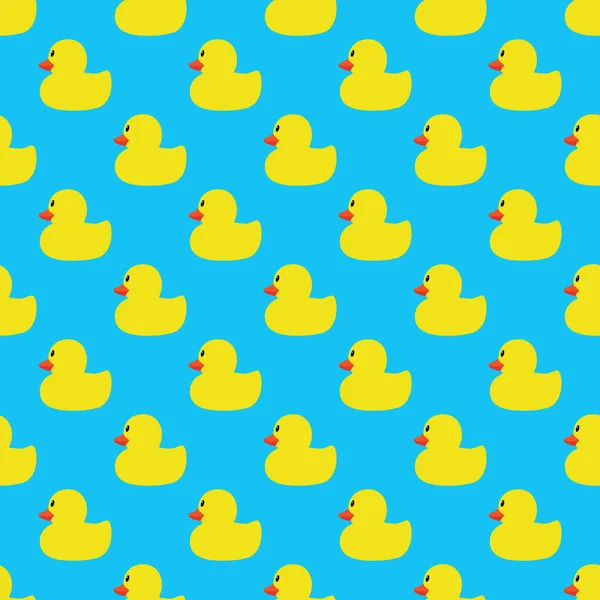 Canard jaune sans couture vecteur motif non fond bleu — Image vectorielle