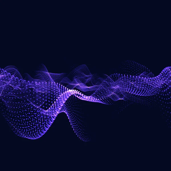 Fondo de partículas abstractas. Área digital de ondas fractales — Foto de Stock