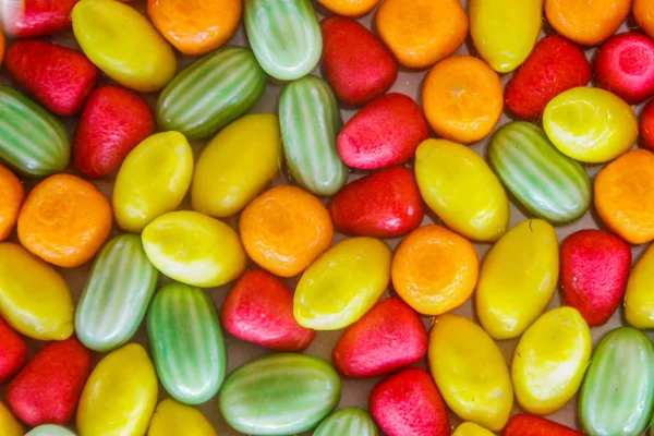 Hell Saftig Süß Farbigen Hintergrund Von Bonbons Und Süßigkeiten Form — Stockfoto
