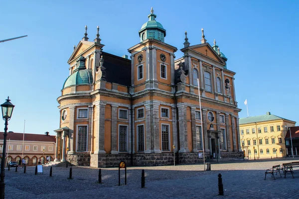 Kalmar Švédsko Června 2016 Roztomilé Útulné Domy Skandinávské Architektury Ulici — Stock fotografie