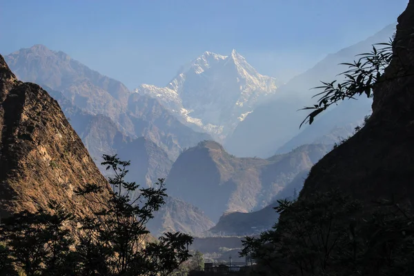 Fantastisk Snöig Natur Utsikt Över Himalaya Nepal Världens Högsta Torong — Stockfoto