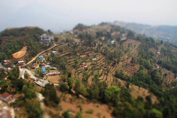 Pokhara Nepal April 2014 Utsikt Från Paraglider Till Dalen Och — Stockfoto