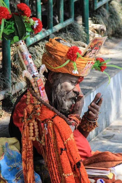 Kathmandu Nepal April 2014 Sadhu Religious Ascetic Monk Hinduism Jainism — Stock Photo, Image