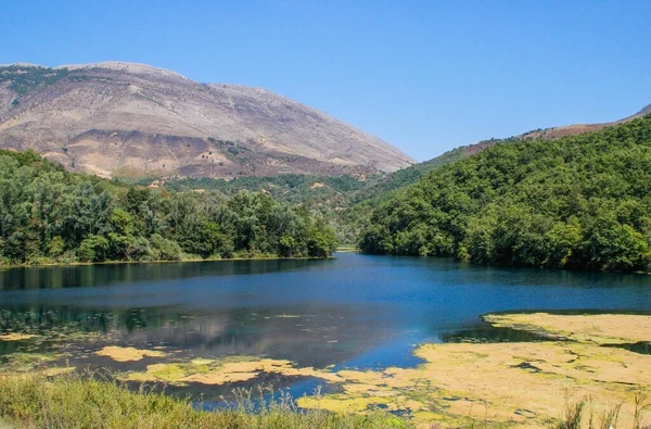 アルバニアの高い丘や植生を持つ美しい山の風景 ヨーロッパの未踏の国 ストック画像