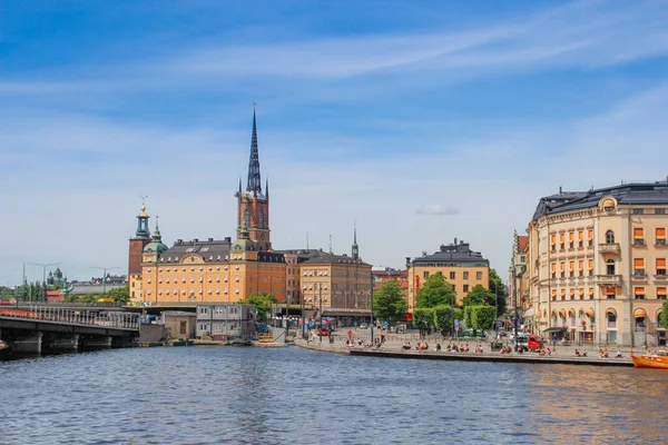 Sztokholm Szwecja Czerwca 2016 Centrum Skandynawskiej Stolicy Sztokholmu Płynną Wodą — Zdjęcie stockowe