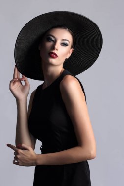 elegant woman in black dress clipart